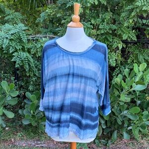 Lisa Bayne raw hem, dolman sleeve, oversized top, size small